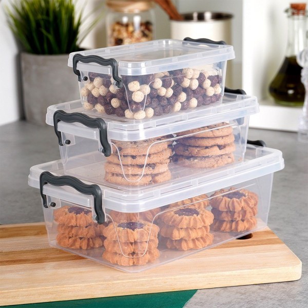 Контейнери для зберігання, ORION 126025, пластикові з кришками, набір 3 шт. (0.6/1.2/2 л)