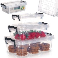 Контейнери для зберігання, ORION 126025, пластикові з кришками, набір 3 шт. (0.6/1.2/2 л)