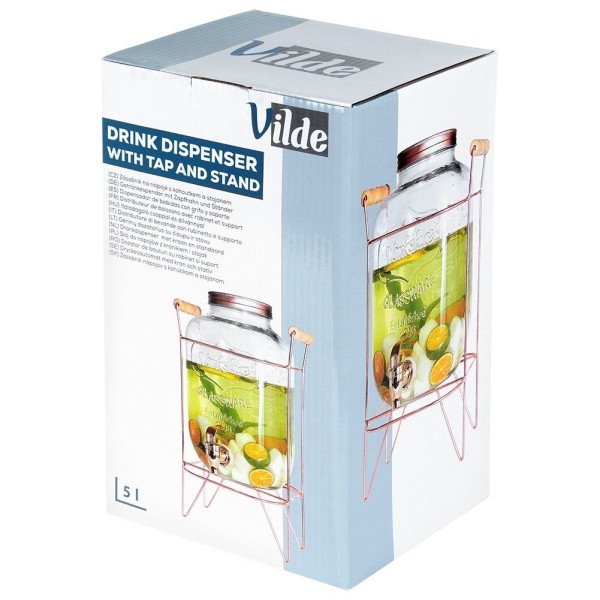 Диспенсер для напоїв VILDE 139603, Słoik 5.5L рожеве золото, з краником і підставкою для лимонаду