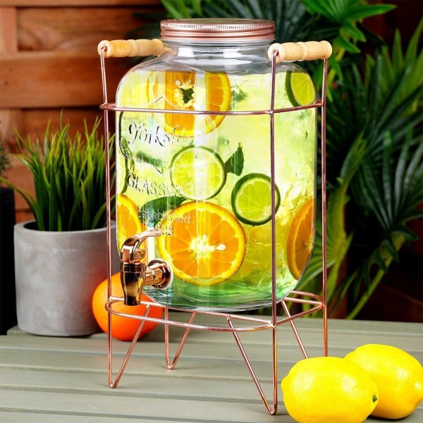 Диспенсер для напоїв VILDE 139603, Słoik 5.5L рожеве золото, з краником і підставкою для лимонаду