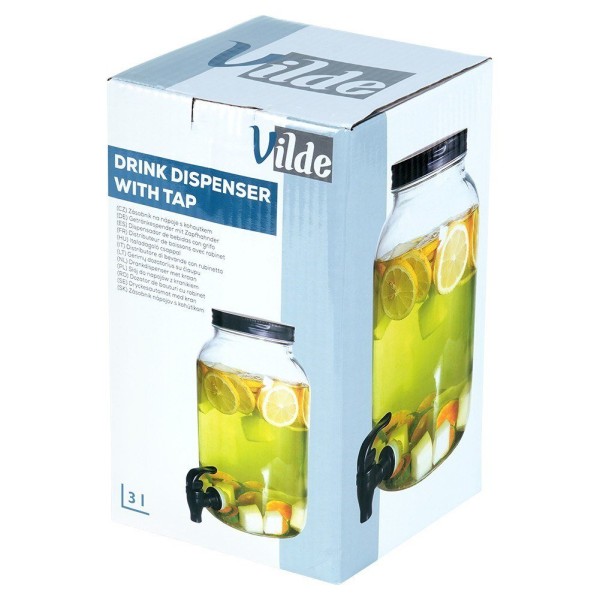 Диспенсер для напоїв, VILDE 139607, скляний 3,2 л з краном — для подачі напоїв на святі чи в кафе