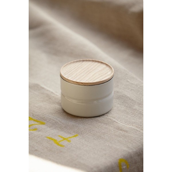 Контейнер для зберігання їжі, Riess, Pojemnik kuchenny 0,5 л Light Grey, дерев'яна кришка — для сипких продуктів та закусок