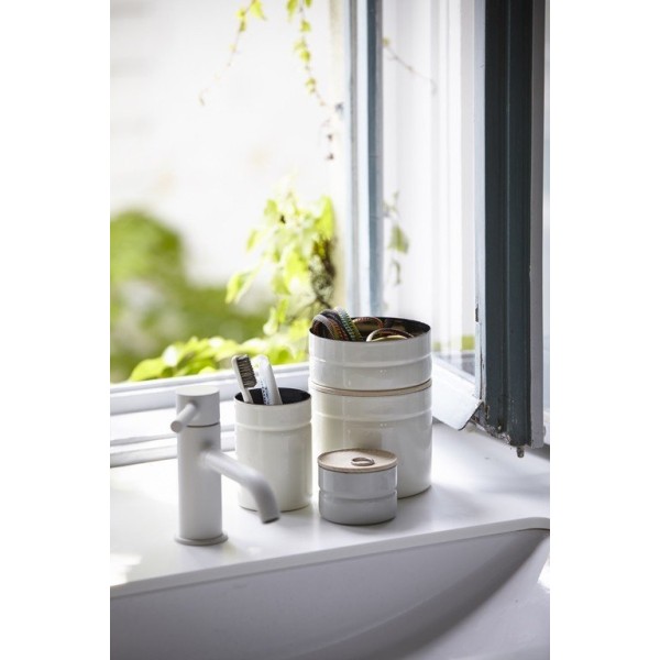 Pojemnik na żywność RIESS Light Grey 1,3 l — kuchenny z drewnianą pokrywą