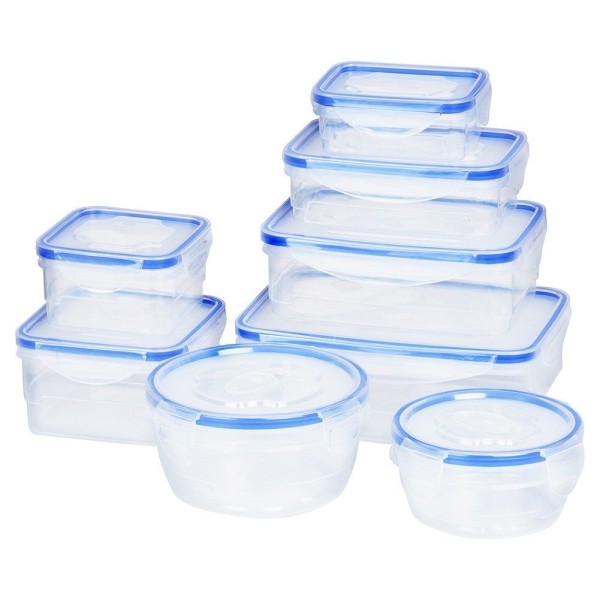 Контейнер для зберігання їжі, VILDE 229124, пластиковий 8 ел. з кришками і ущільненням для холодильника та пікніка