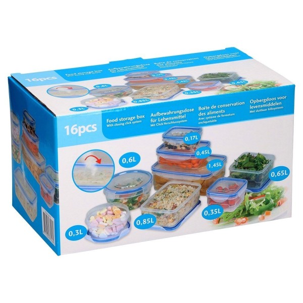 Контейнер для зберігання їжі, VILDE 229124, пластиковий 8 ел. з кришками і ущільненням для холодильника та пікніка