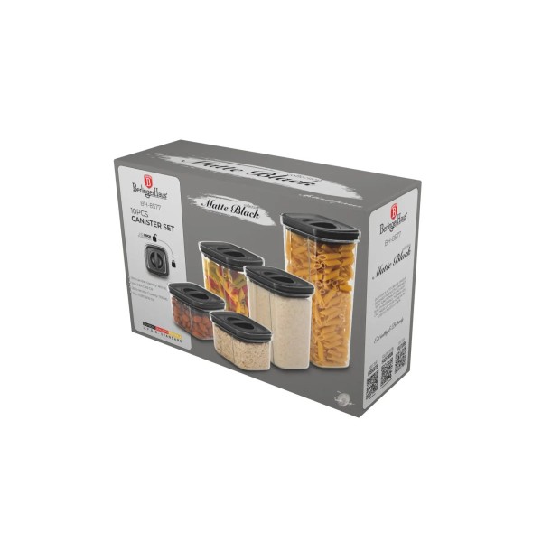 Pojemniki na żywność, BerlingerHaus, BH-8577 Matte Black, Набір пластикових герметичних контейнерів для зручного зберігання їжі та організації холодильника, приклад застосування в побуті (контейнери для сніданку, обіду)