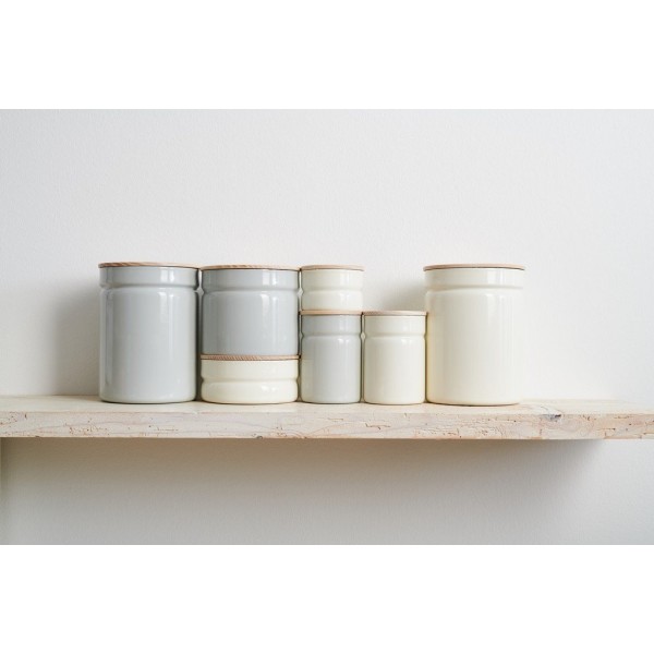 Pojemnik na żywność, Riess, Light Grey 0,2 l z drewnianą pokrywą