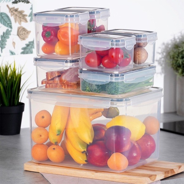 Контейнер для зберігання їжі, VILDE 259635, 7 ел., з кришкою і герметичною ущільнювачем, для холодильника та пакування їжі