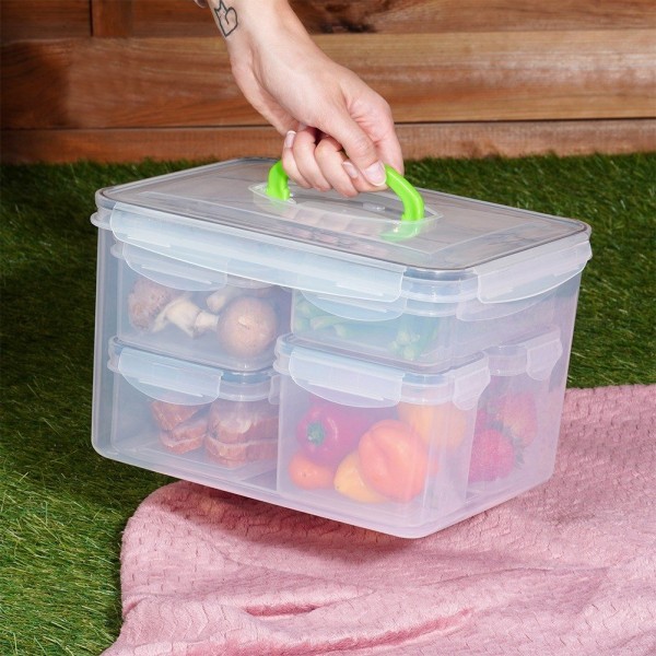 Контейнер для зберігання їжі, VILDE 259635, 7 ел., з кришкою і герметичною ущільнювачем, для холодильника та пакування їжі