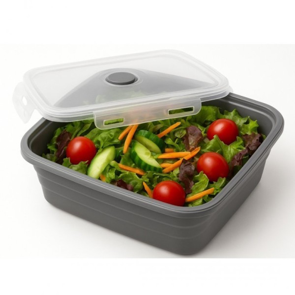 Набір контейнерів, Zestaw, складні силіконові 4 шт., з кришками, для зберігання їжі (3345)