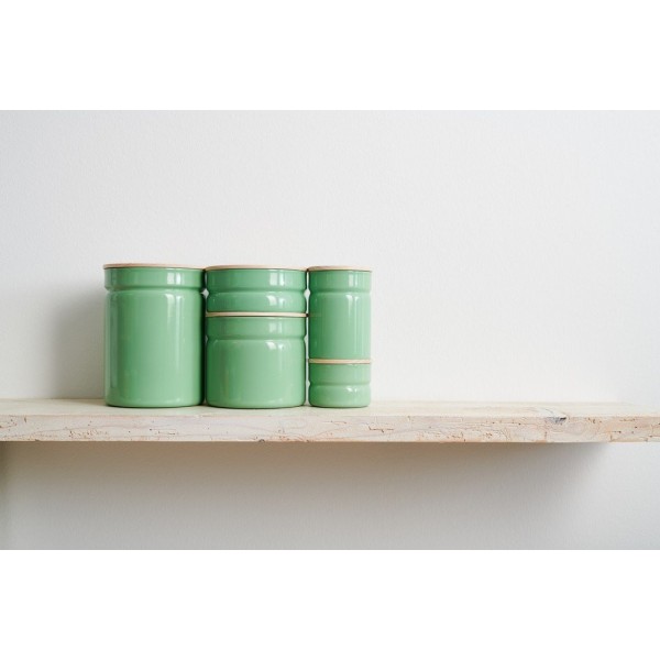 Pojemnik na żywność RIESS Slow Green niski 0,6 l z drewnianą pokrywą