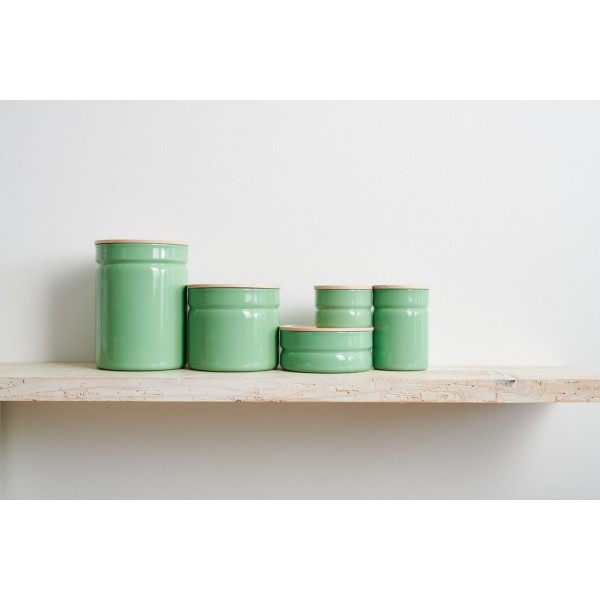 Pojemnik na żywność RIESS Slow Green niski 0,6 l z drewnianą pokrywą