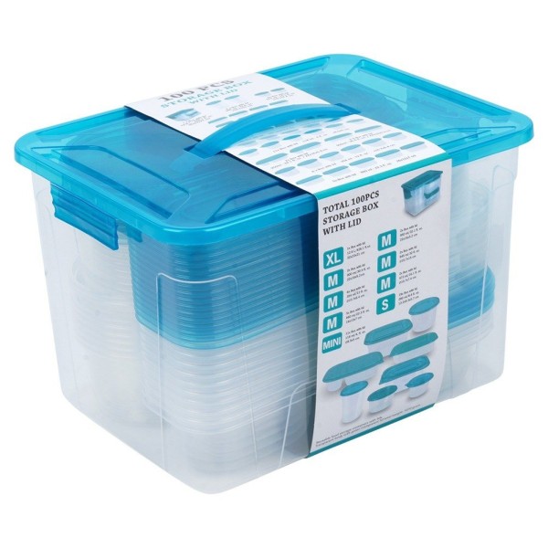 Контейнери VILDE 229239, набір для зберігання їжі 50 шт, 9 розмірів, з кришками (для дому та пікніка)