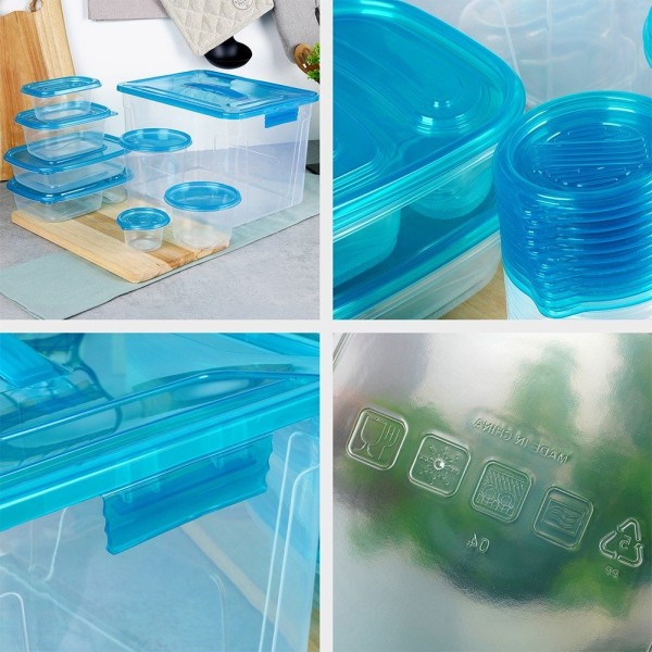 Контейнери VILDE 229239, набір для зберігання їжі 50 шт, 9 розмірів, з кришками (для дому та пікніка)