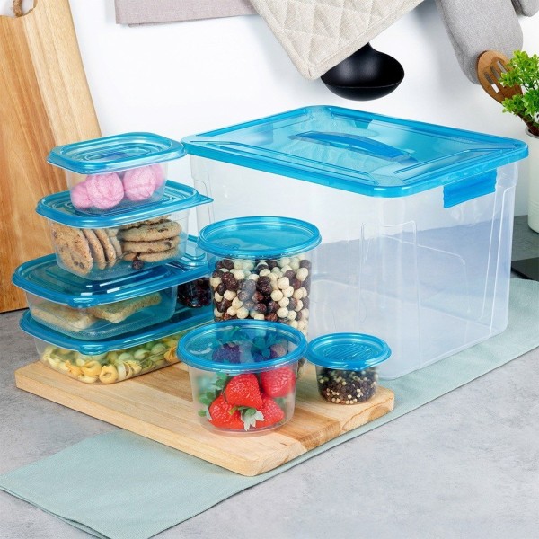 Контейнери VILDE 229239, набір для зберігання їжі 50 шт, 9 розмірів, з кришками (для дому та пікніка)