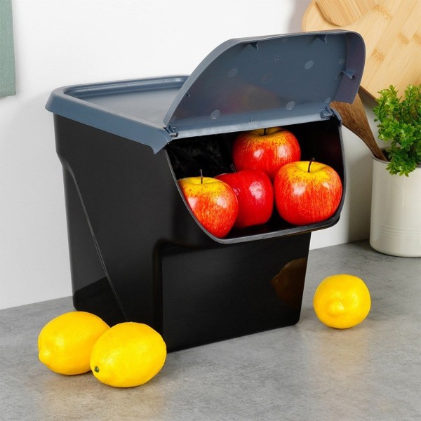 Контейнер VILDE 730510-A для зберігання овочів і фруктів (картопля, цибуля), 13 л, антрацит