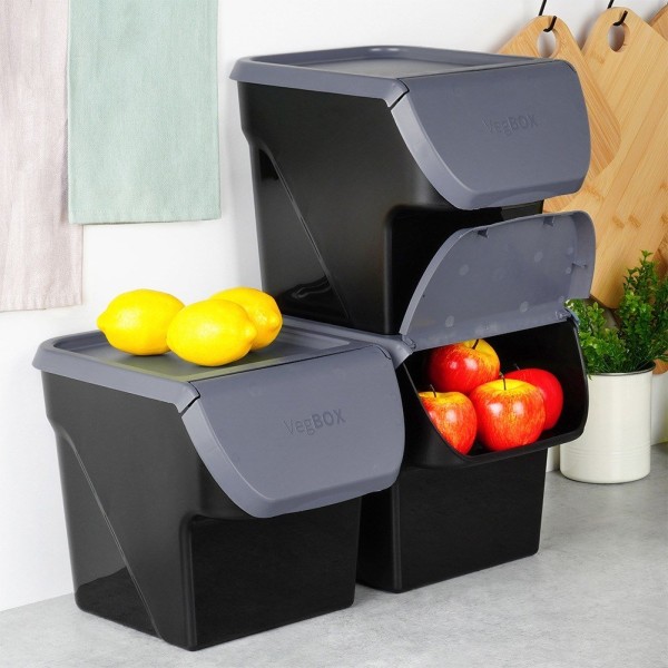 Контейнер VILDE 730510-A для зберігання овочів і фруктів (картопля, цибуля), 13 л, антрацит