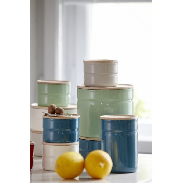 Pojemnik na żywność, RIESS Silent Blue, 1,3 l, z drewnianą pokrywą