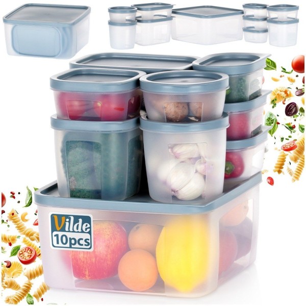 Контейнер для зберігання їжі, VILDE 259632, набір 10 ел., з кришками, для дому та пікніка
