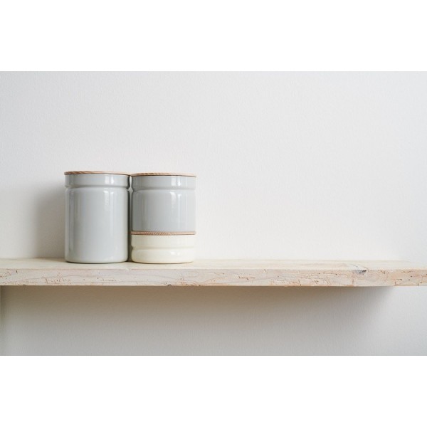 Pojemnik na żywność RIESS Silent Blue 0,2 l z drewnianą pokrywą