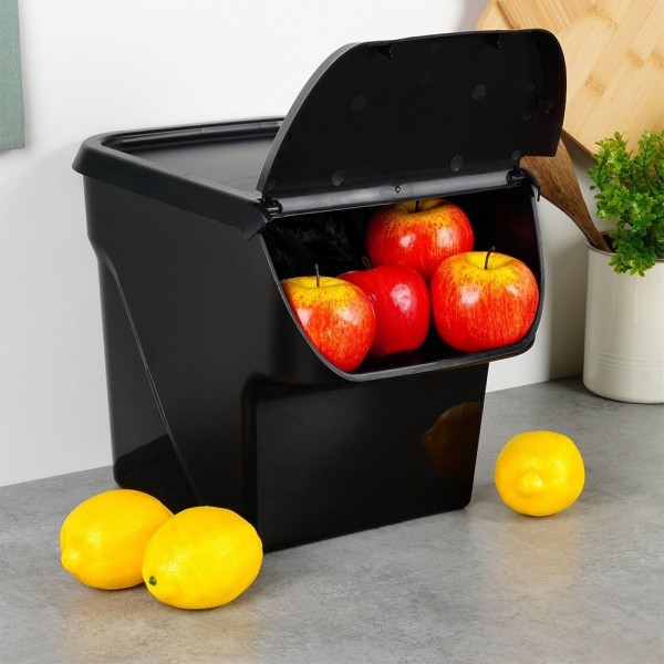 Контейнер VILDE 730510-C для зберігання овочів і фруктів, кришка, 13 л, чорний (для картоплі й цибулі)