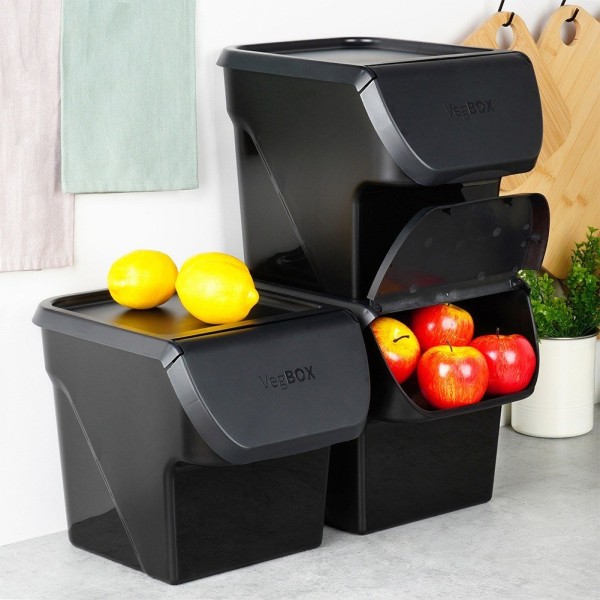 Контейнер VILDE 730510-C для зберігання овочів і фруктів, кришка, 13 л, чорний (для картоплі й цибулі)