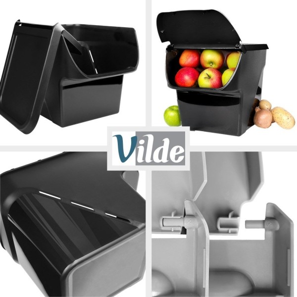Контейнер VILDE 730510-C для зберігання овочів і фруктів, кришка, 13 л, чорний (для картоплі й цибулі)