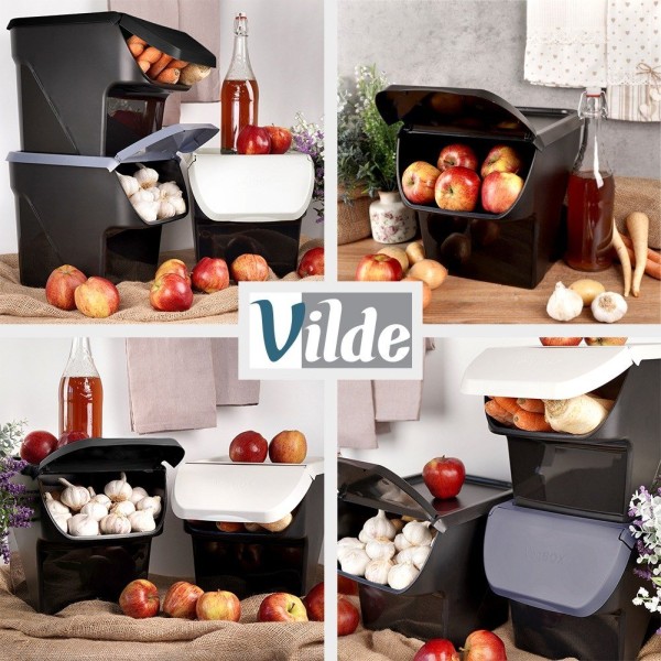 Контейнер VILDE 730510-C для зберігання овочів і фруктів, кришка, 13 л, чорний (для картоплі й цибулі)
