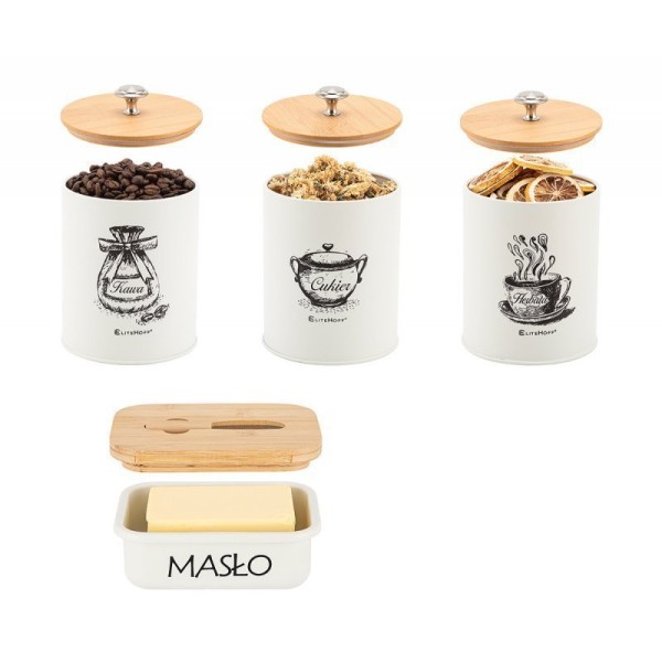 Zestaw pojemników kuchennych i maselniczka ELITEHOFF E-6058 (3 elementy)