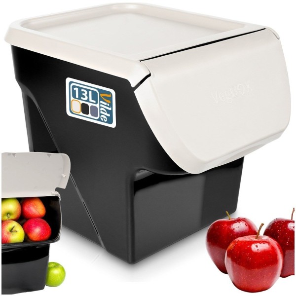 Контейнер VILDE 730510-P для овочів і фруктів, з кришкою, 13 л, сірий (зберігання картоплі та цибулі)