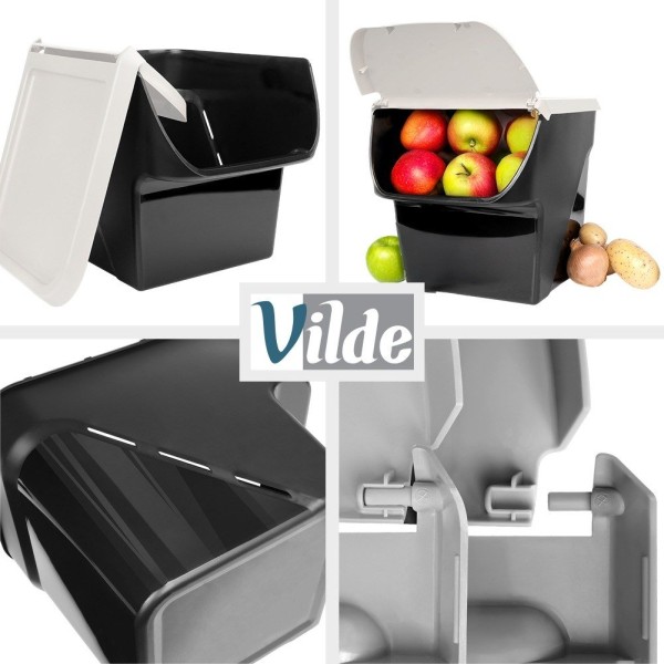 Контейнер VILDE 730510-P для овочів і фруктів, з кришкою, 13 л, сірий (зберігання картоплі та цибулі)