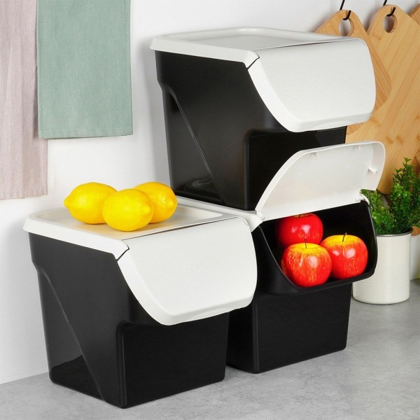 Контейнер VILDE 730510-P для овочів і фруктів, з кришкою, 13 л, сірий (зберігання картоплі та цибулі)