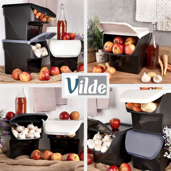 Контейнер VILDE 730510-P для овочів і фруктів, з кришкою, 13 л, сірий (зберігання картоплі та цибулі)