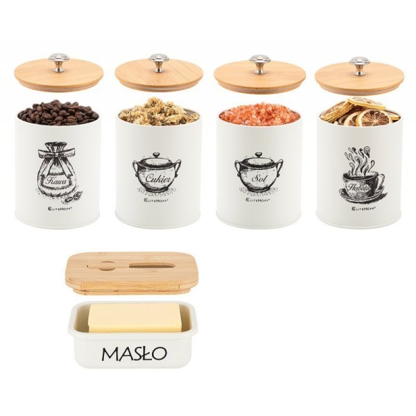 Набір контейнерів, ZESTAW, 4 шт. + масленка E-6056, для зберігання продуктів