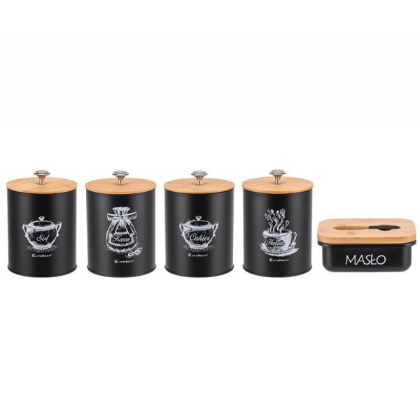 Набір контейнерів ZESTAW 4 + масельниця E-6055, кухонні для зберігання продуктів, пластикові компактні
