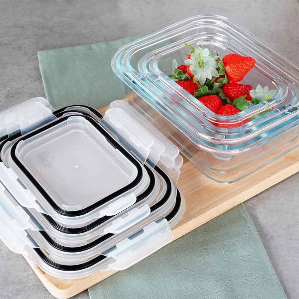 Контейнер для зберігання їжі, VILDE 229151, скляний 4 ел. із кришкою та герметичною ущільнювачем, для холодильника/мікрохвильовки