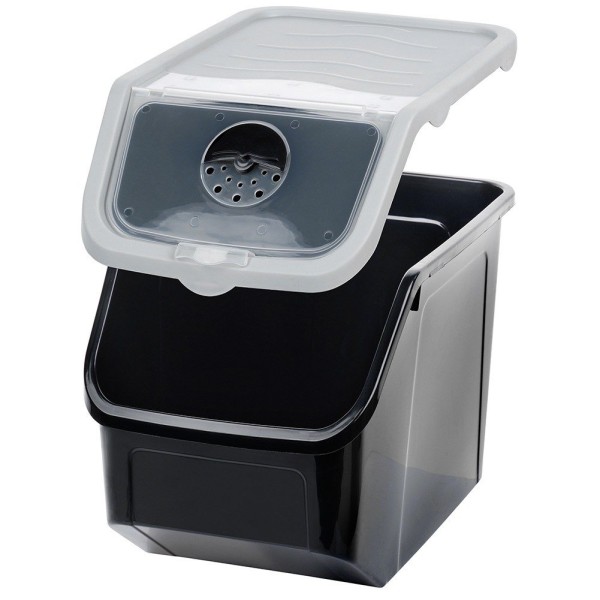 Контейнер для зберігання овочів VILDE 229160, для картоплі/цибулі з кришкою, 12 л, чорний