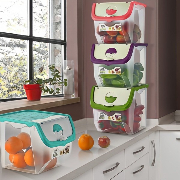 Контейнер ORION 730512-C для зберігання овочів і фруктів, з кришкою, 12 л, чорний (для картоплі та цибулі)