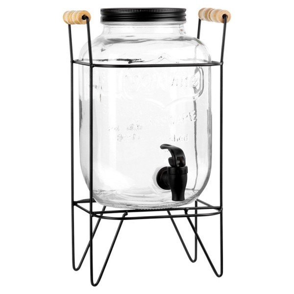 Диспенсер для напоїв VILDE 139600, Słoik 4.2L з краном і чорним тримачем — для води та лимонаду