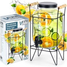 Диспенсер для напоїв VILDE 139600, Słoik 4.2L з краном і чорним тримачем — для води та лимонаду
