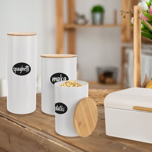 Контейнер для зберігання їжі, WHITELINE ORION 127541, металева банка біла 2.3L (кухня)