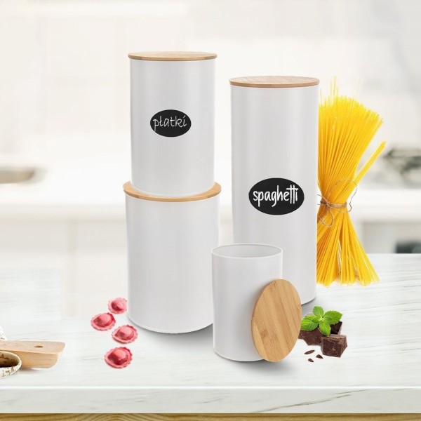 Контейнер для зберігання їжі, WHITELINE ORION 127541, металева банка біла 2.3L (кухня)