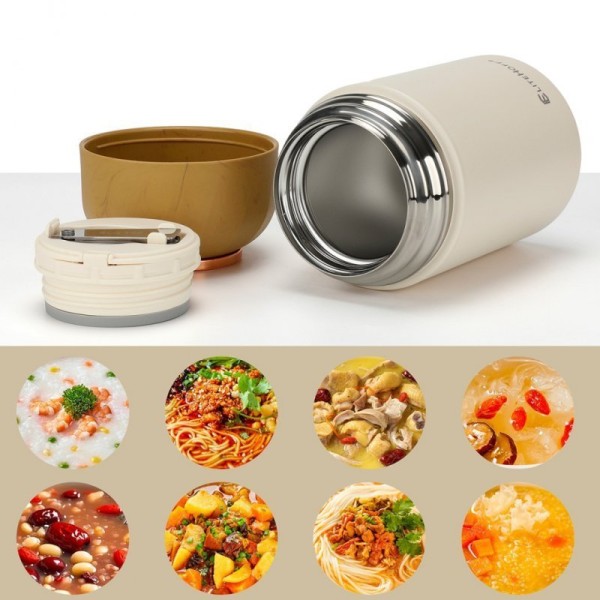 Термос для їжі, TERMOS, E-8248 1050 мл з мискою і складною ложкою, для обідів на роботу/пікнік