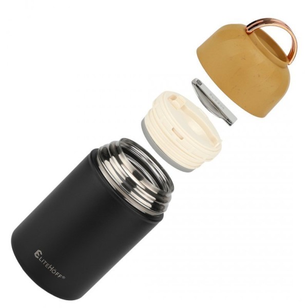 Термос для обіду, E-8247, 1050 мл з мискою і складною ложкою — для збереження гарячої їжі навесні/на роботі