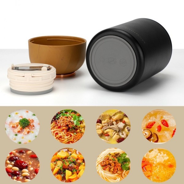 Термос для обіду, E-8247, 1050 мл з мискою і складною ложкою — для збереження гарячої їжі навесні/на роботі
