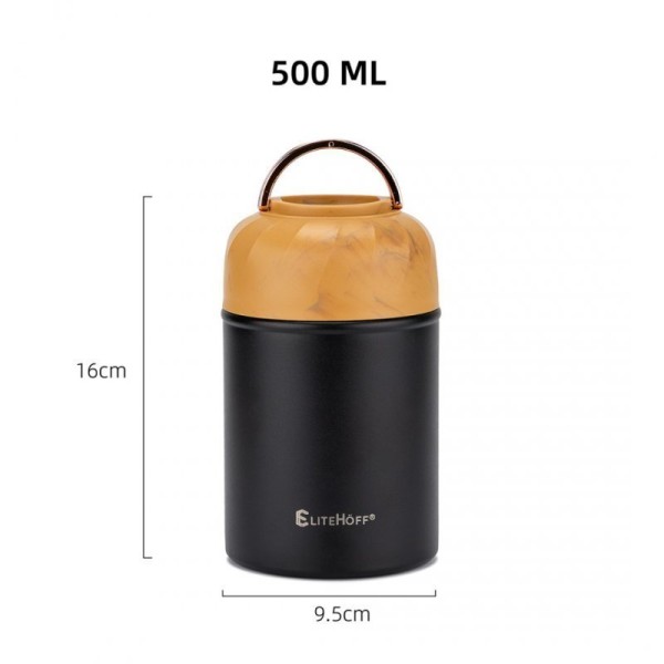 Термос обідній, TERMOS, E-8249 з мискою і складною ложкою, 500 мл — для підігріву та зберігання обіду