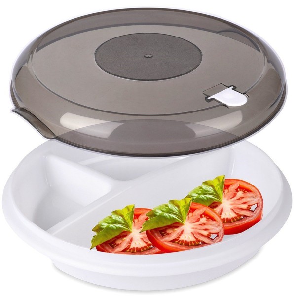 Контейнер для мікрохвильовки, EXCELLENT HOUSEWARE, модель 229123 — роздільний 25 см для розігріву їжі