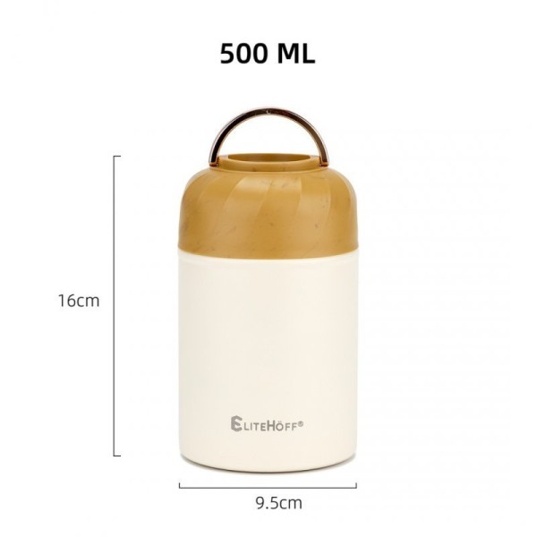 Термос для їжі, TERMOS, E-8250 з мискою та складною ложкою, 500 мл (для обіду)