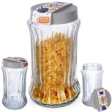 Контейнер для сипучих, EXCELLENT HOUSEWARE 259386, скляний 1.6 л — для зберігання круп, макаронів, солі