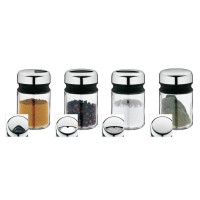 Набір баночок для спецій, WMF, Zestaw 4 pojemniczków do przypraw, скляні з кришками — для зберігання та приправлення